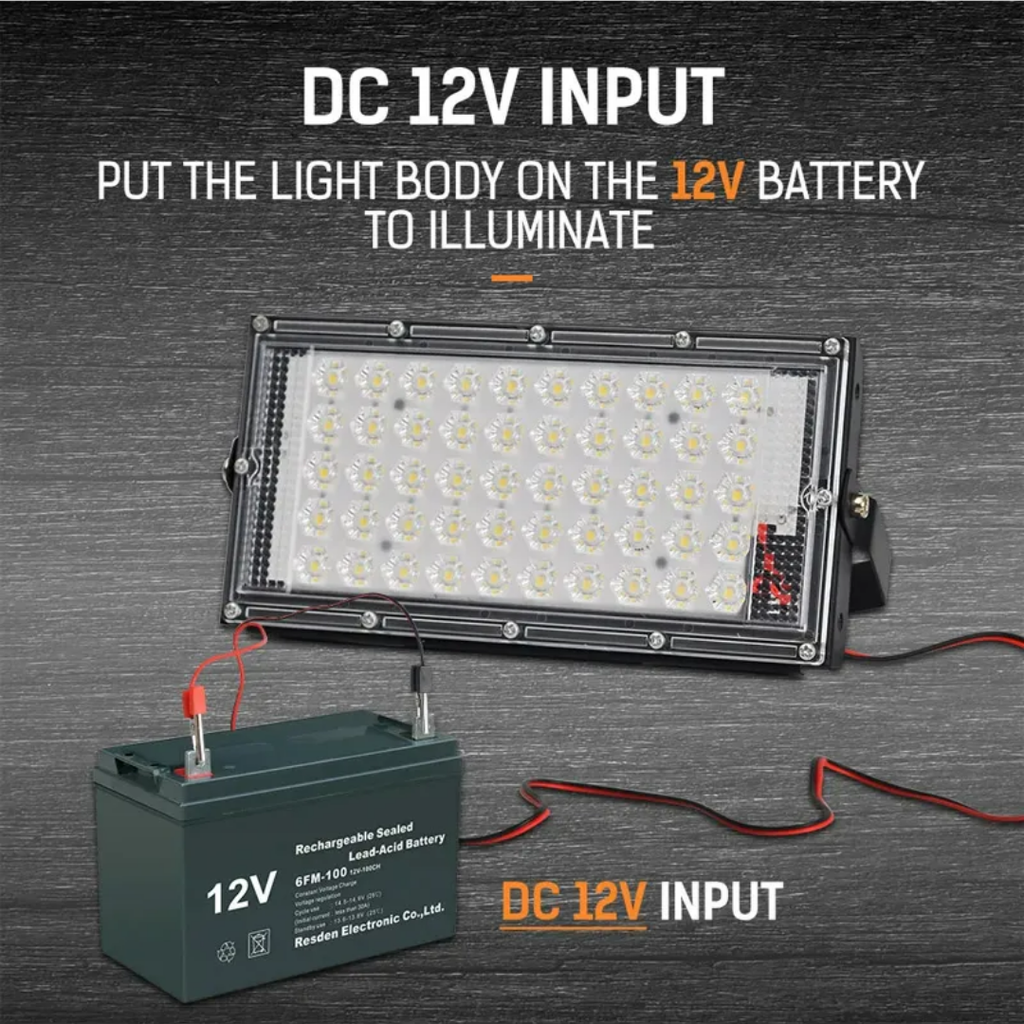 50W LED Flood Light with 120° Adjustable Angle, Waterproof White Light