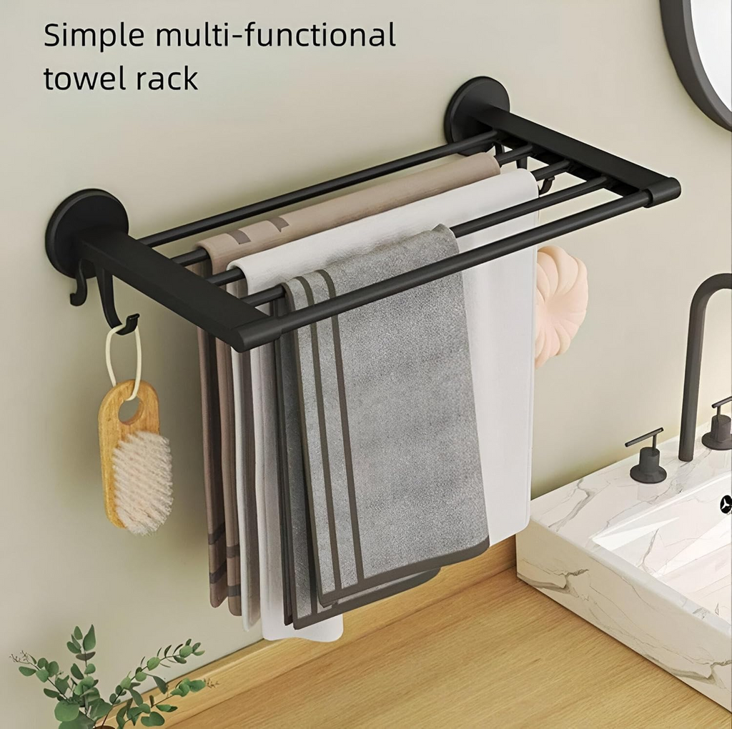 Wall Mounted Drying Rack, Metal Foldable Laundry Rack for Bathroom & Kitchen, Space-Saving Clothes Airer