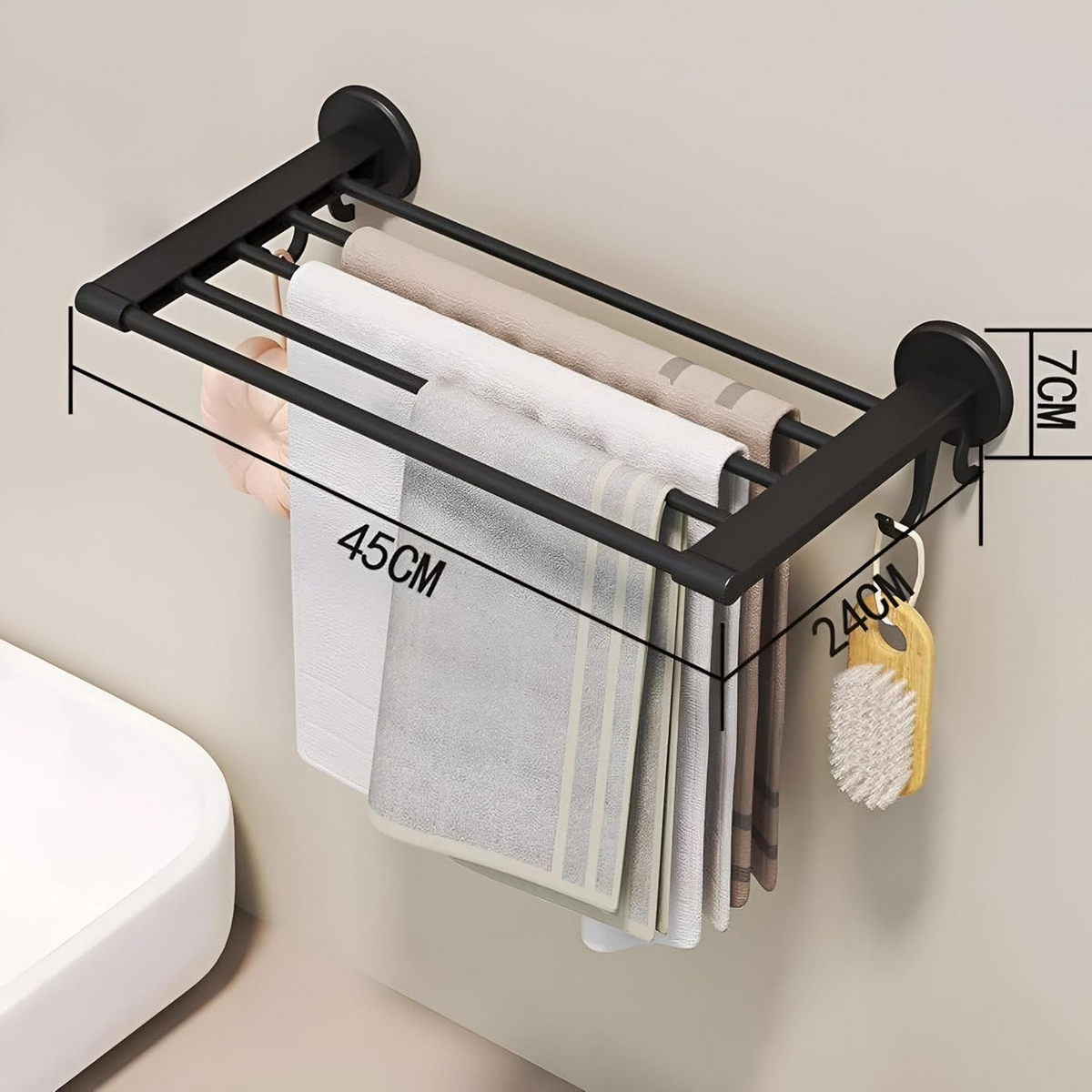 Wall Mounted Drying Rack, Metal Foldable Laundry Rack for Bathroom & Kitchen, Space-Saving Clothes Airer
