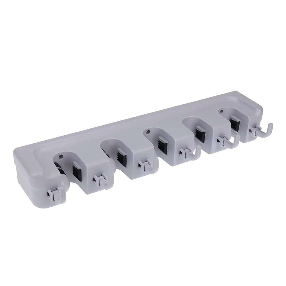 Broom and Mop Holder with 5 Compartments