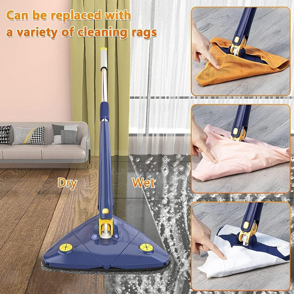 360° Triangle Mop | Self-Wringing Wet & Dry Microfiber Mop