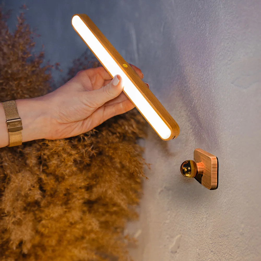 Magnetic LED Wooden Wall Light - 360° Rotatable & Dimmable Touch Control Multi-Purpose LED Lights