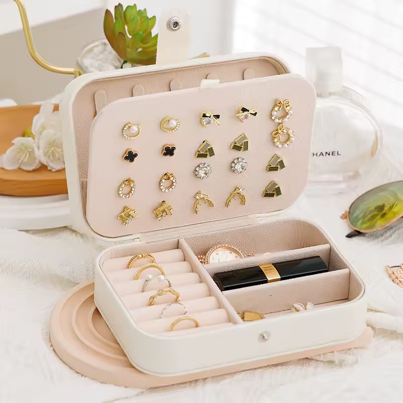 Portable PU Leather Jewelry Case Organizer Storage Display Holder LD-1013